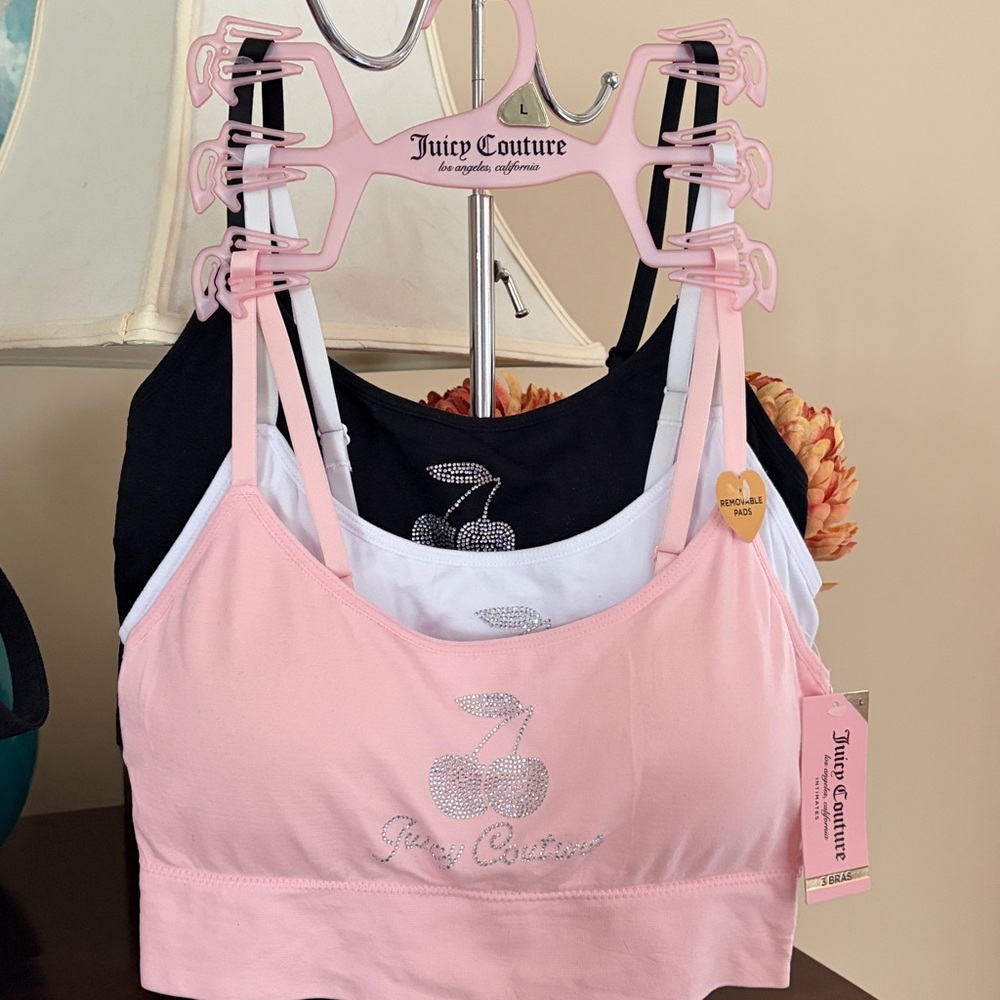 NWT Juicy Couture 3 pack soft cup bras size L
